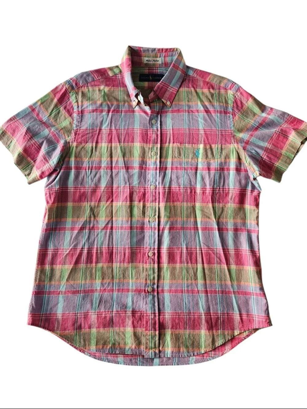 POLO RALPH LAUREN Authentic Indian Madras Plaid Short Sleeve Shirt | SZ  M